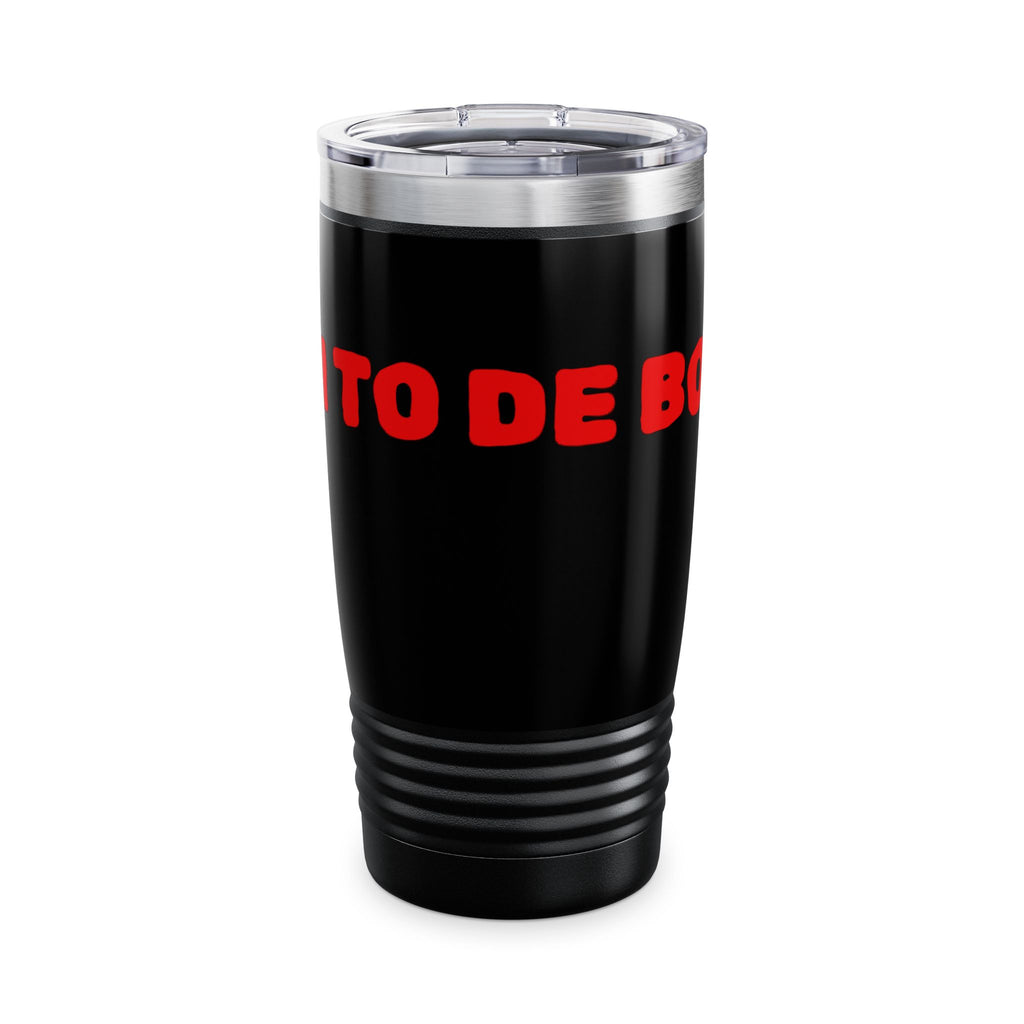 Ringneck Tumbler (20oz) – Black Travel Tumbler with Bold Red "TRINI TO DE BONE" Text