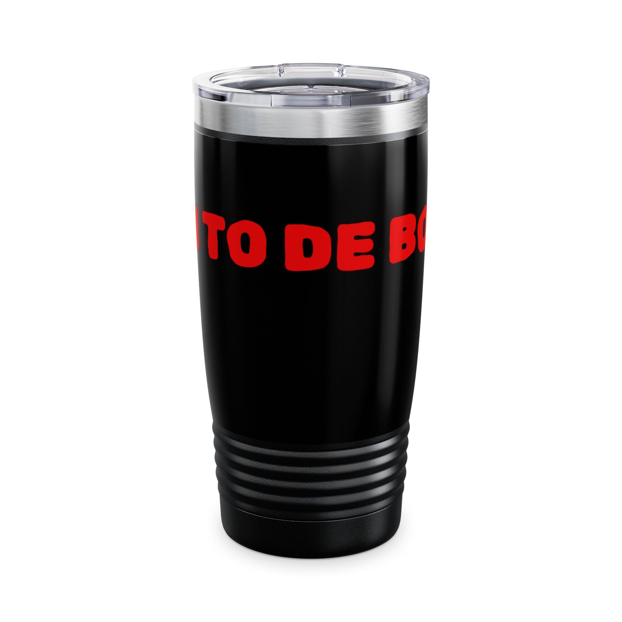 Ringneck Tumbler (20oz) – Black Travel Tumbler with Bold Red "TRINI TO DE BONE" Text