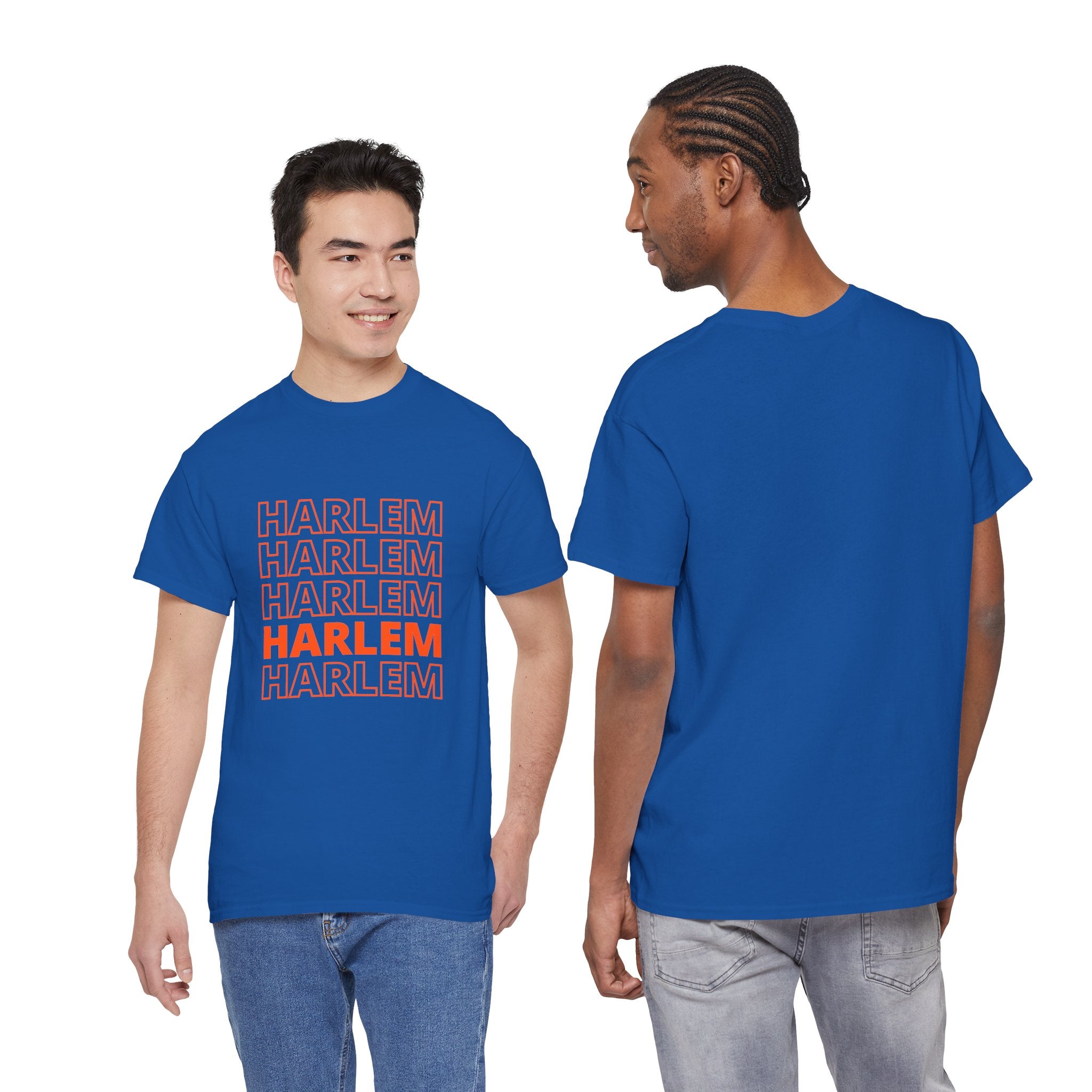 Harlem on Repeat Stack T-Shirt — Retro Orange Graphic Tee