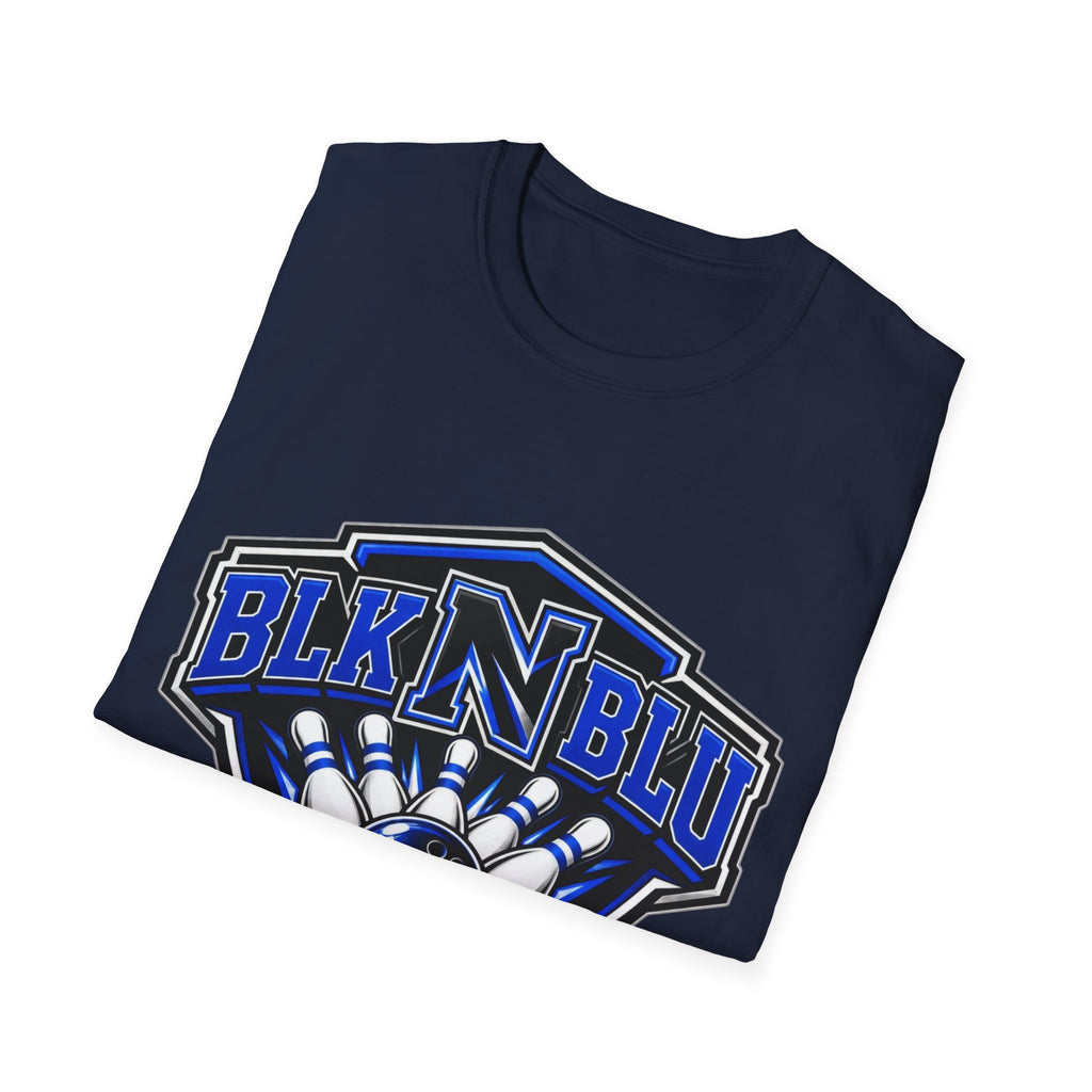 BLK N BLU Bowling Team T‑Shirt – Retro Bowling Ball & Pins Graphic Tee