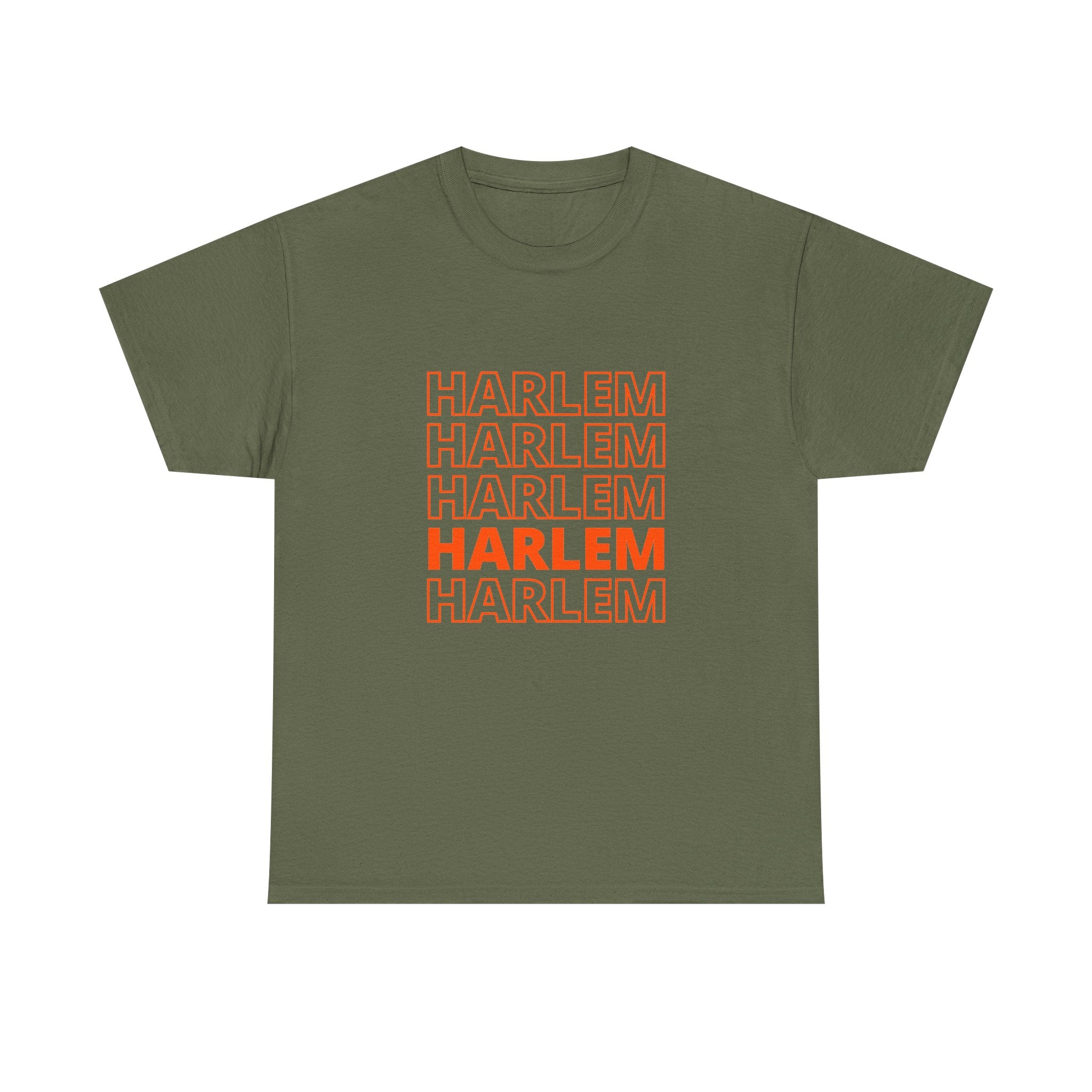 Harlem on Repeat Stack T-Shirt — Retro Orange Graphic Tee