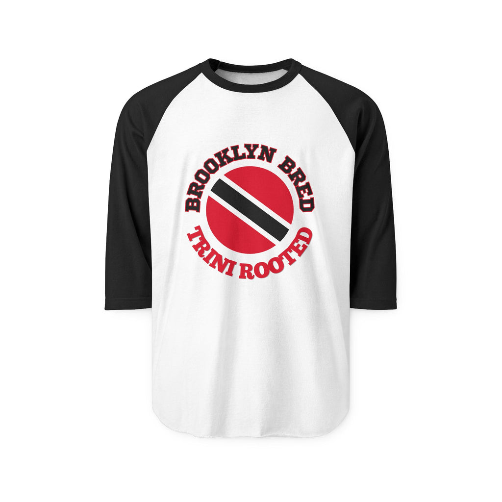 Raglan Shirt — Brooklyn Bred Trini Rooted' Trinidad Flag Graphic