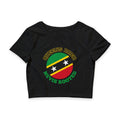 Nevis Roots Crop Tee — “Queens Bred” Caribbean Flag Graphic