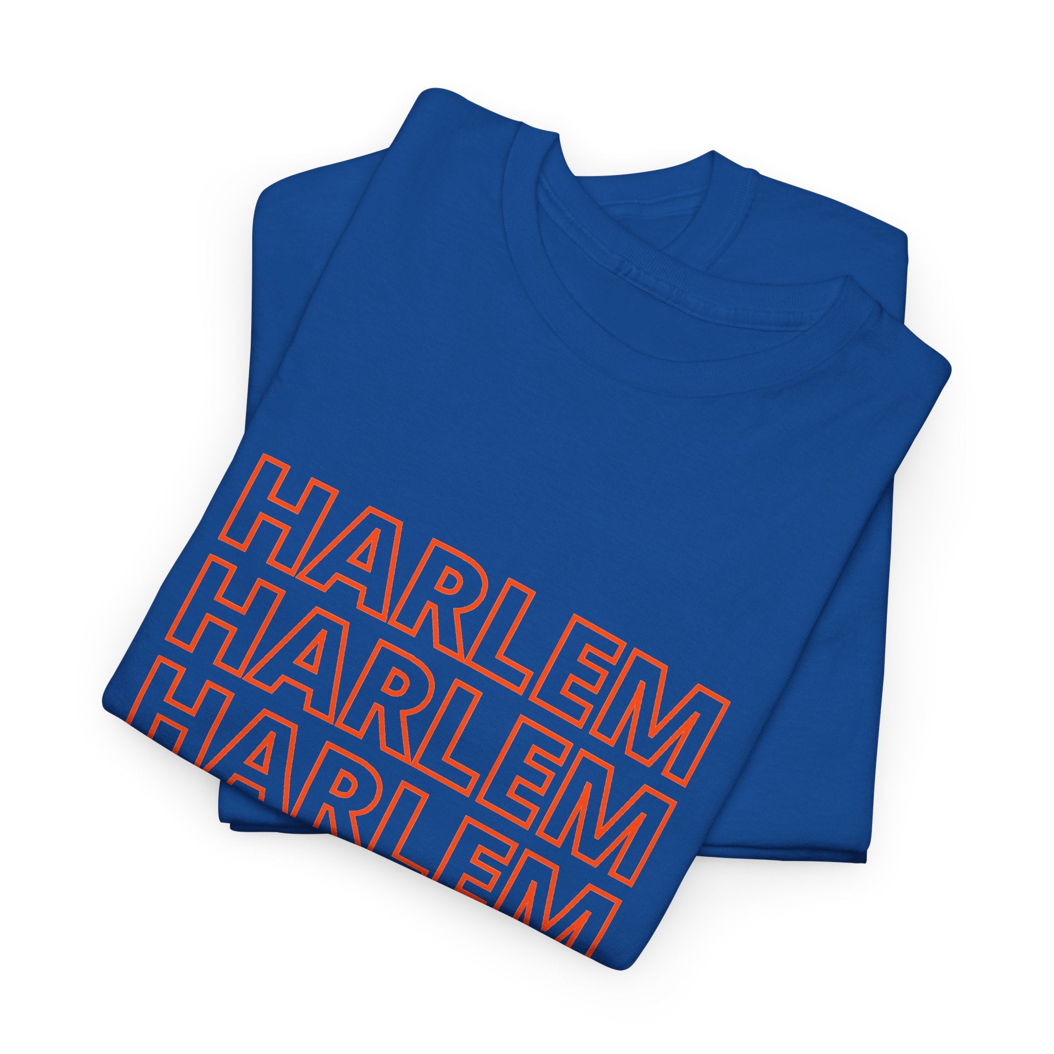 Harlem on Repeat Stack T-Shirt — Retro Orange Graphic Tee