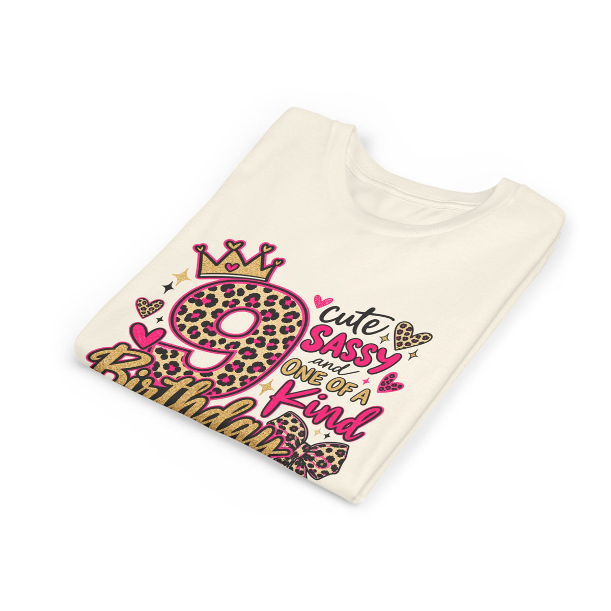 9th Birthday Girl Tee - Cute Sassy One of a Kind Leopard Print Youth Shirt