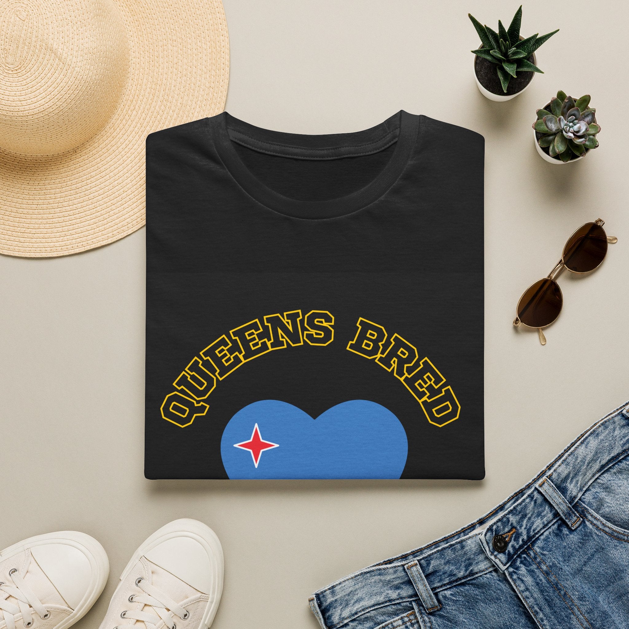 Queens Bred Aruba Rooted T-Shirt — Island Pride Heart Tee