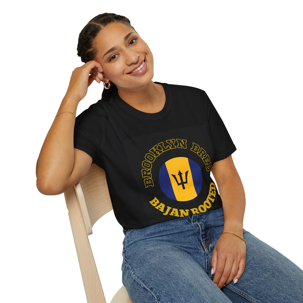 Brooklyn Bred Bajan Rooted T-Shirt | Barbados Trident Flag Design