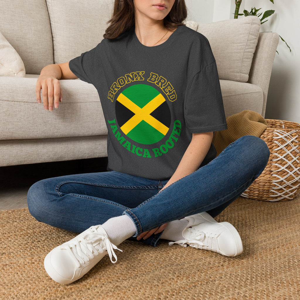 Bronx Bred, Jamaica Rooted Tee | Jamaican Flag Graphic for Parade & Festival Season