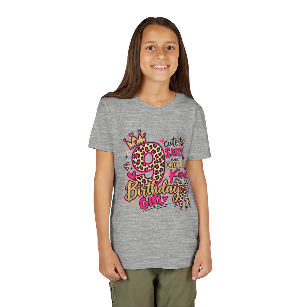 9th Birthday Girl Tee - Cute Sassy One of a Kind Leopard Print Youth Shirt