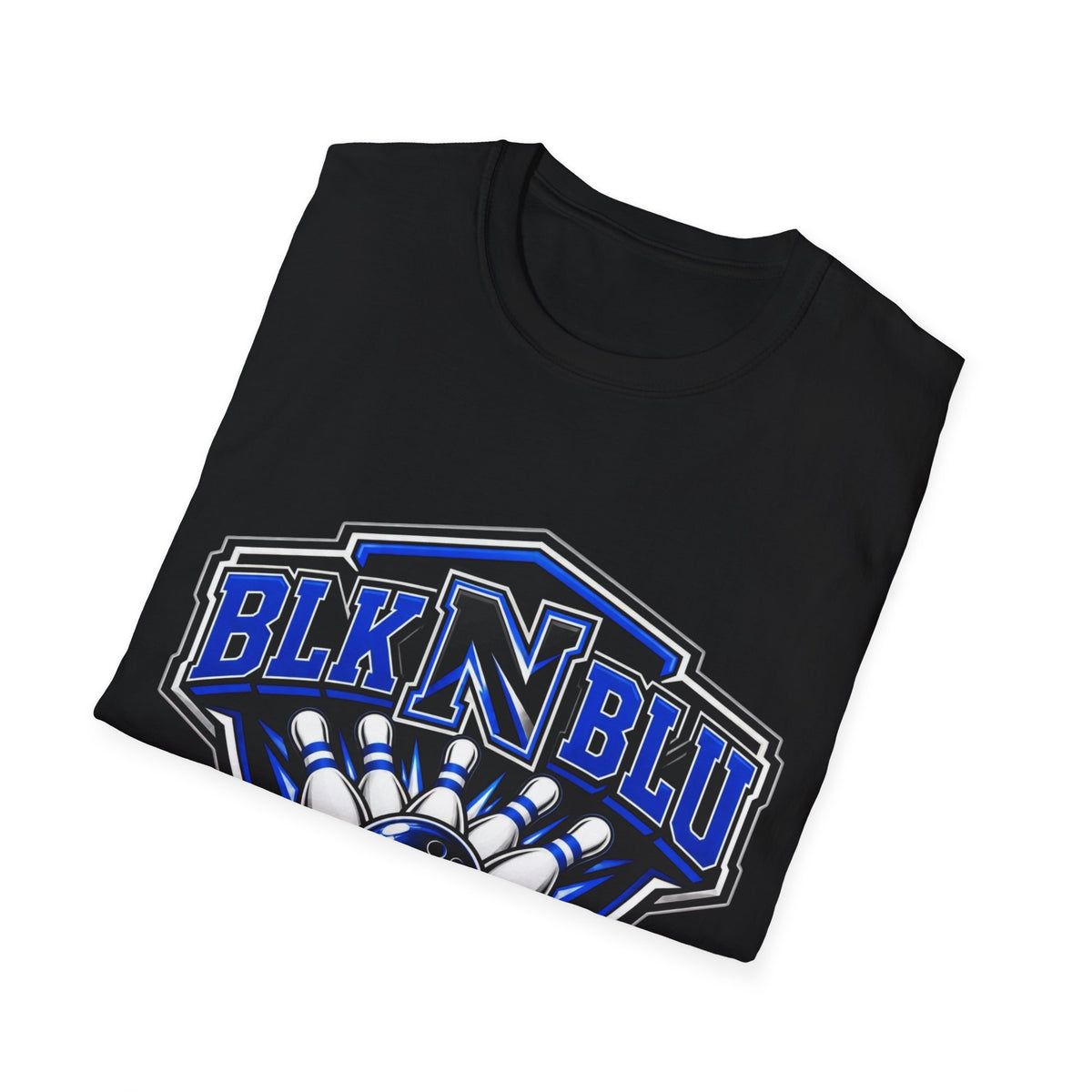 BLK N BLU Bowling Team T‑Shirt – Retro Bowling Ball & Pins Graphic Tee