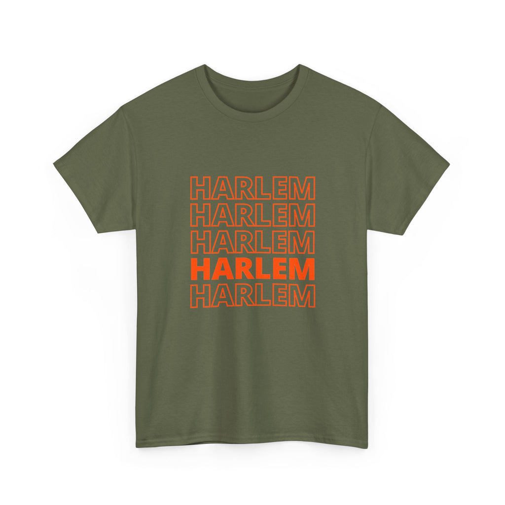 Harlem on Repeat Stack T-Shirt — Retro Orange Graphic Tee