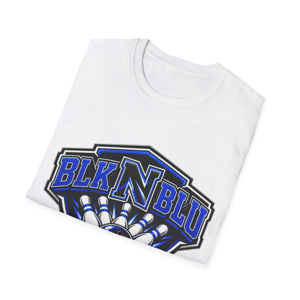 BLK N BLU Bowling Team T‑Shirt – Retro Bowling Ball & Pins Graphic Tee