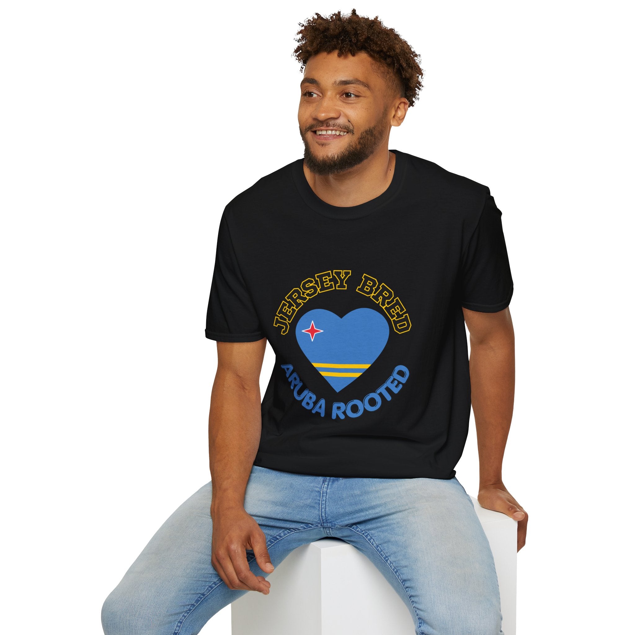 Jersey Bred Aruba Rooted Heritage Heart Tee — Island Pride Graphic T-Shirt