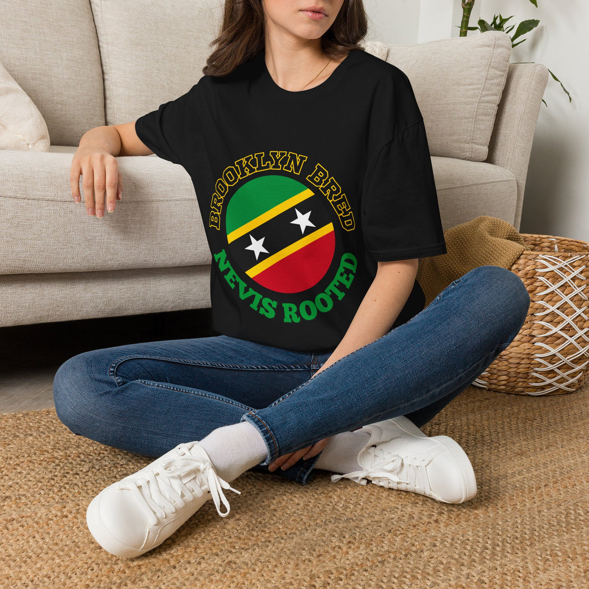 Brooklyn Bred Nevis Rooted T-Shirt — Caribbean Flag Pride Tee