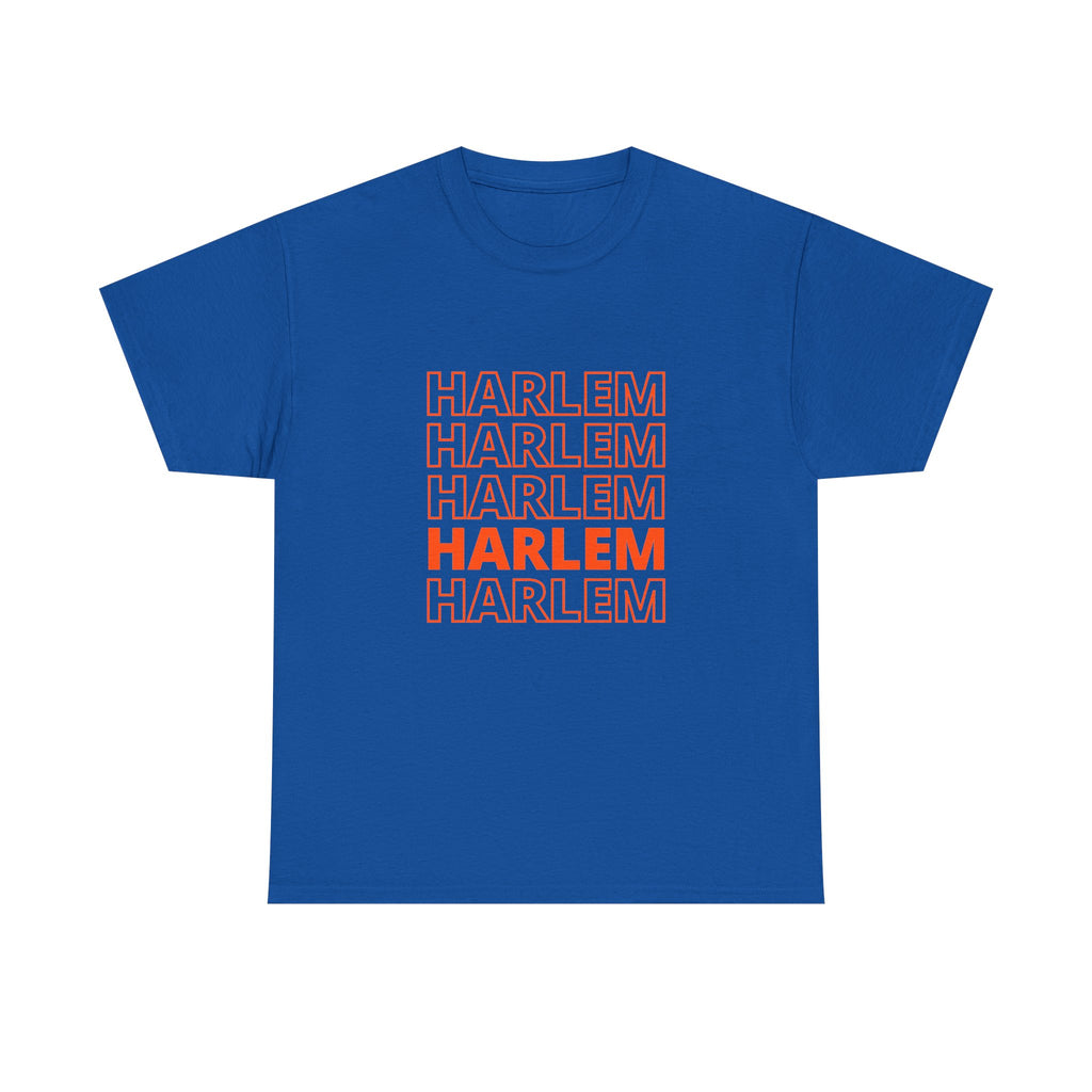 Harlem on Repeat Stack T-Shirt — Retro Orange Graphic Tee