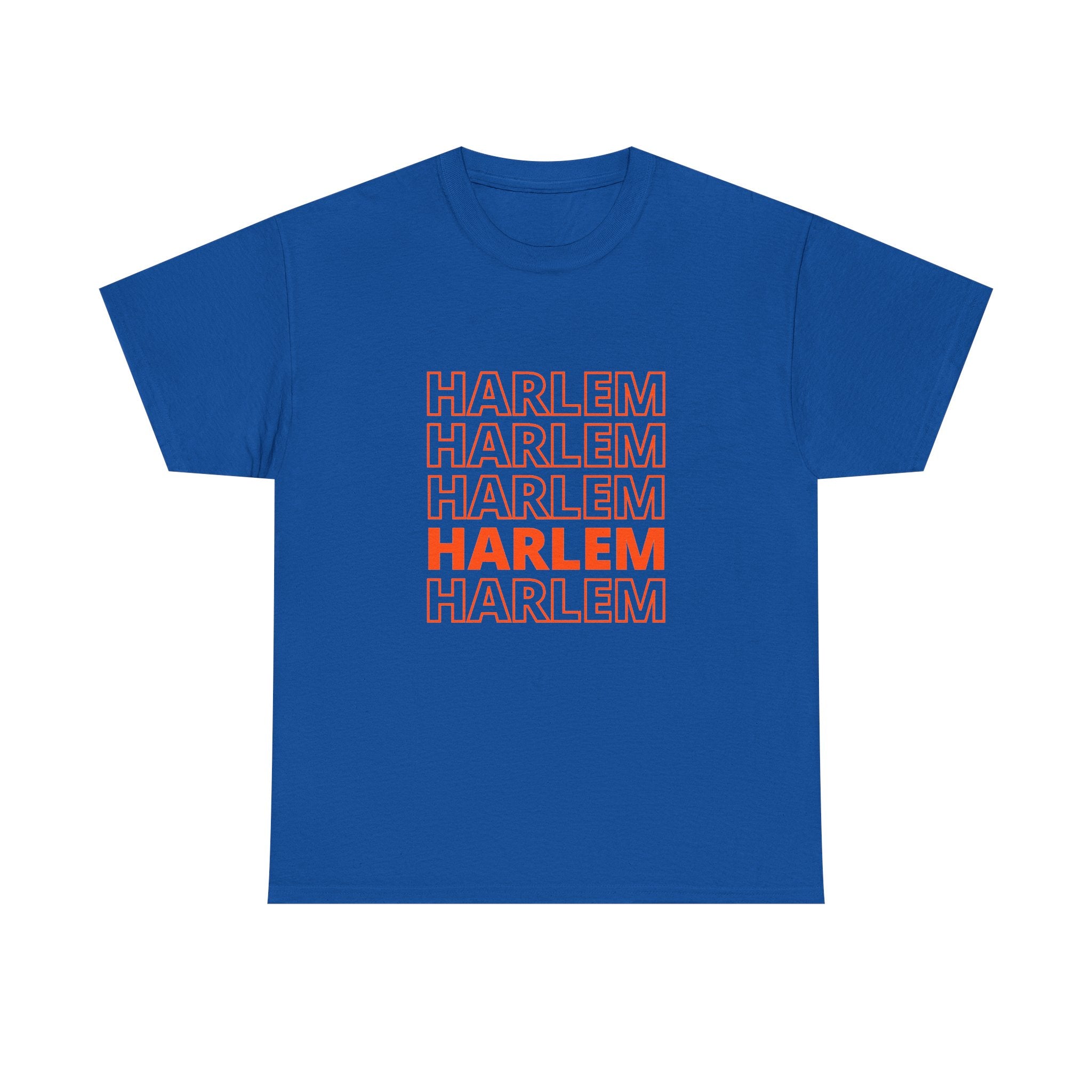 Harlem on Repeat Stack T-Shirt — Retro Orange Graphic Tee