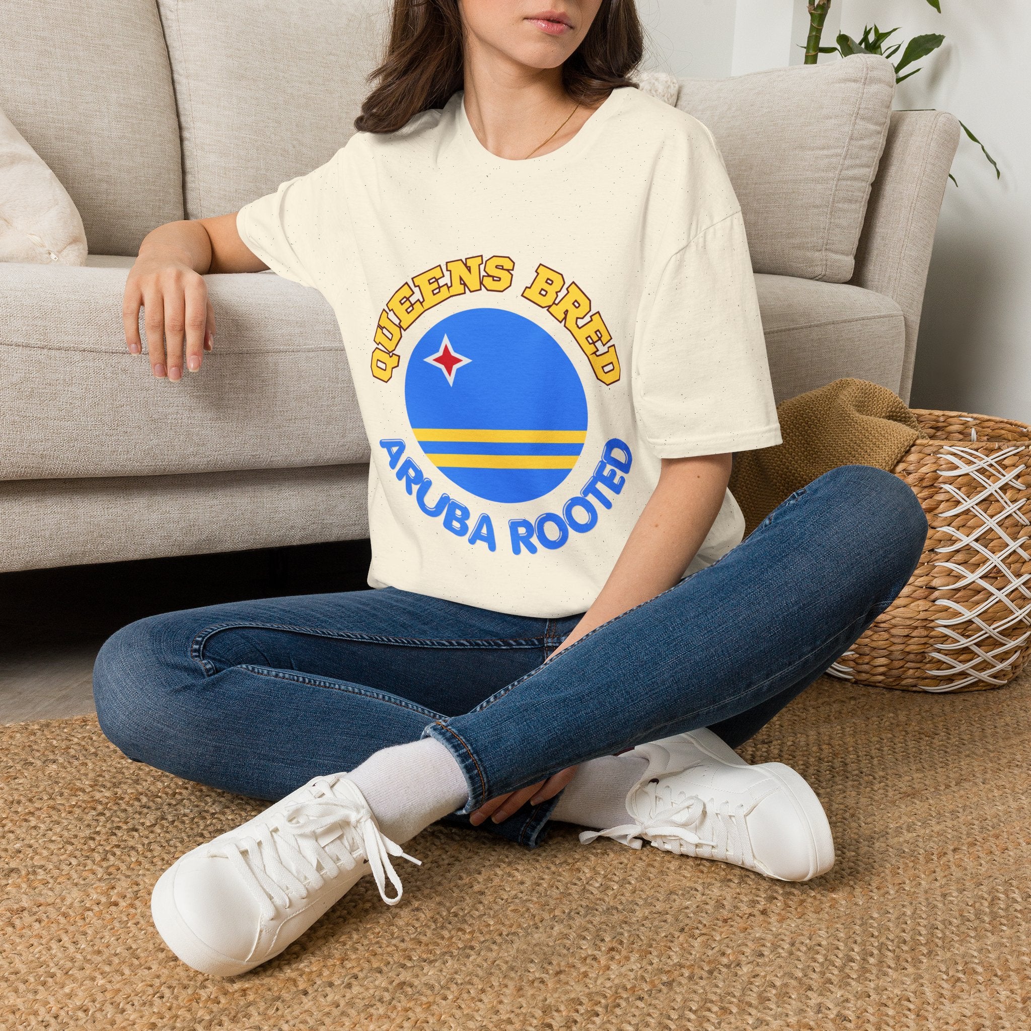 Queens Bred Aruba Rooted T-Shirt — Caribbean Pride Tee