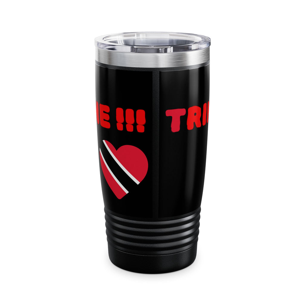 Ringneck Tumbler (20oz) – Black Travel Tumbler with Bold Red "TRINI TO DE BONE" Text