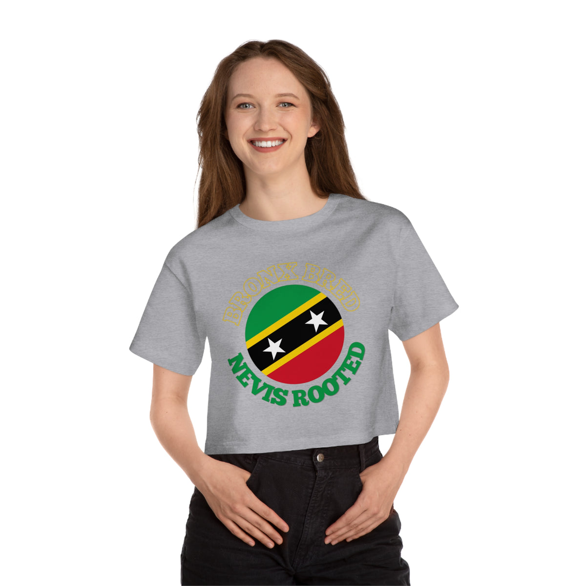 Bronx Bred Nevis Rooted Cropped T-Shirt — Caribbean Pride Heritage Tee