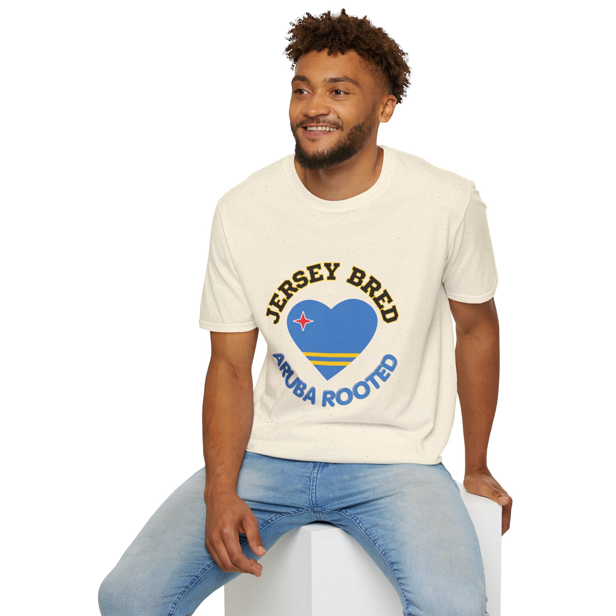 Jersey Bred Aruba Rooted Heritage Heart Tee — Island Pride Graphic T-Shirt