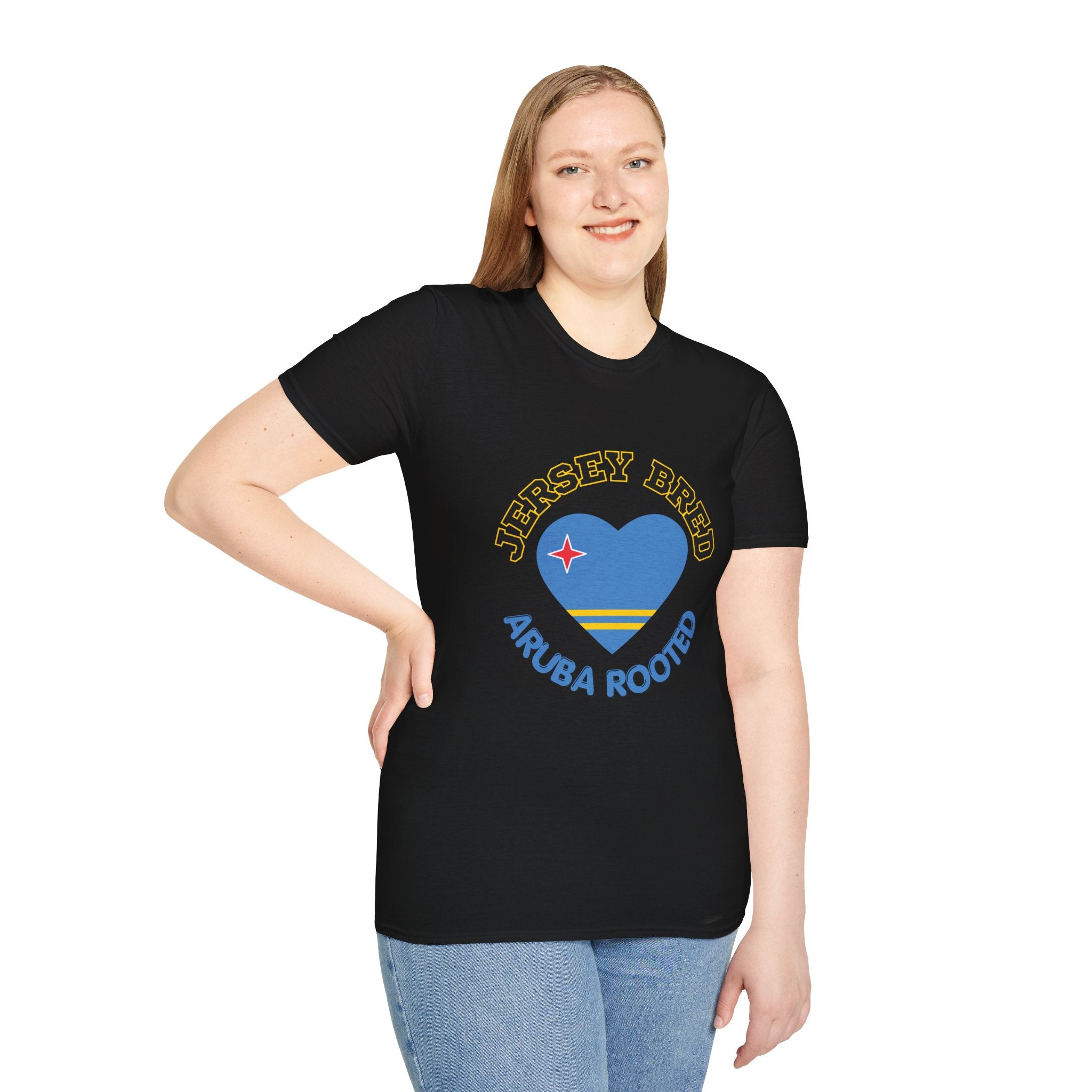 Jersey Bred Aruba Rooted Heritage Heart Tee — Island Pride Graphic T-Shirt