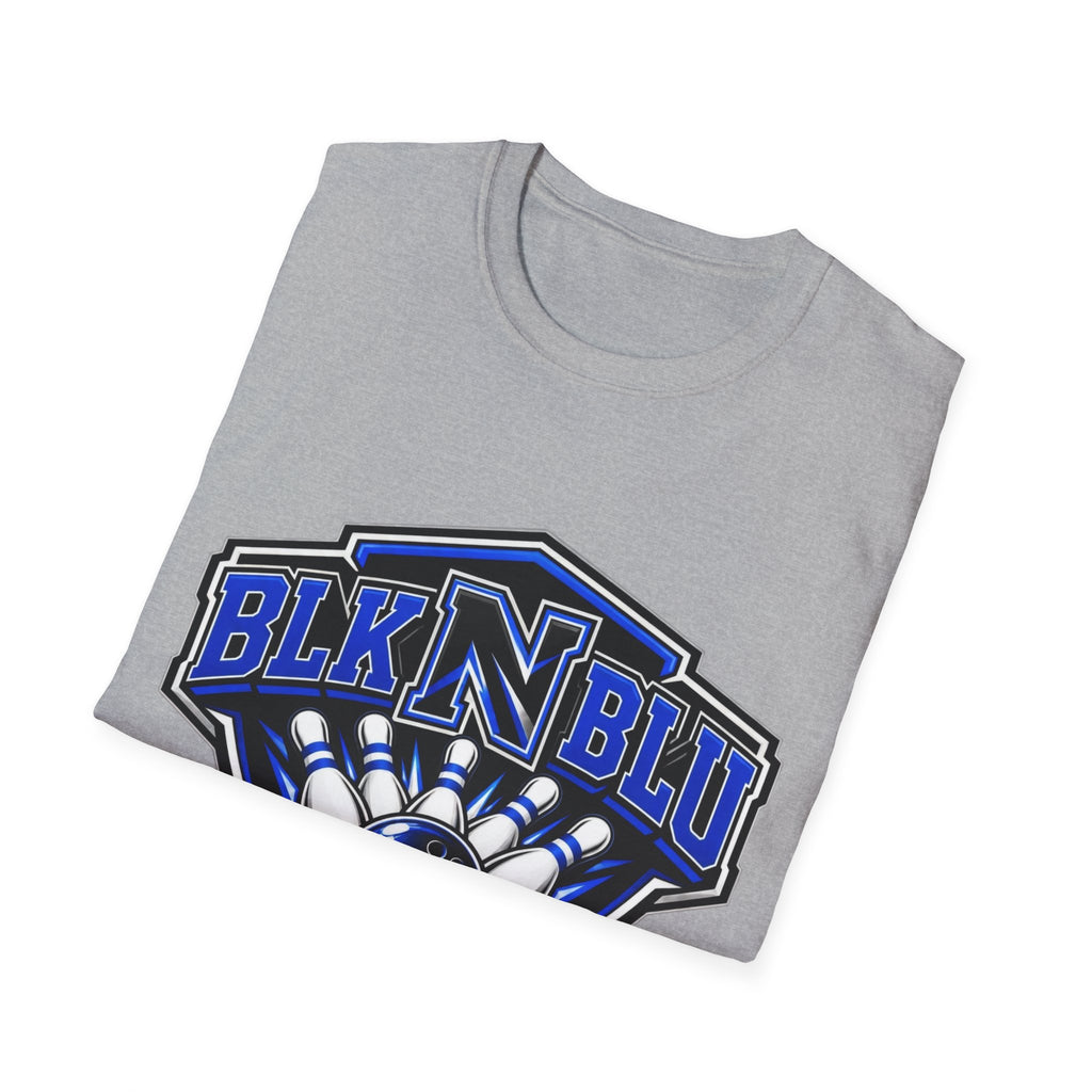 BLK N BLU Bowling Team T‑Shirt – Retro Bowling Ball & Pins Graphic Tee