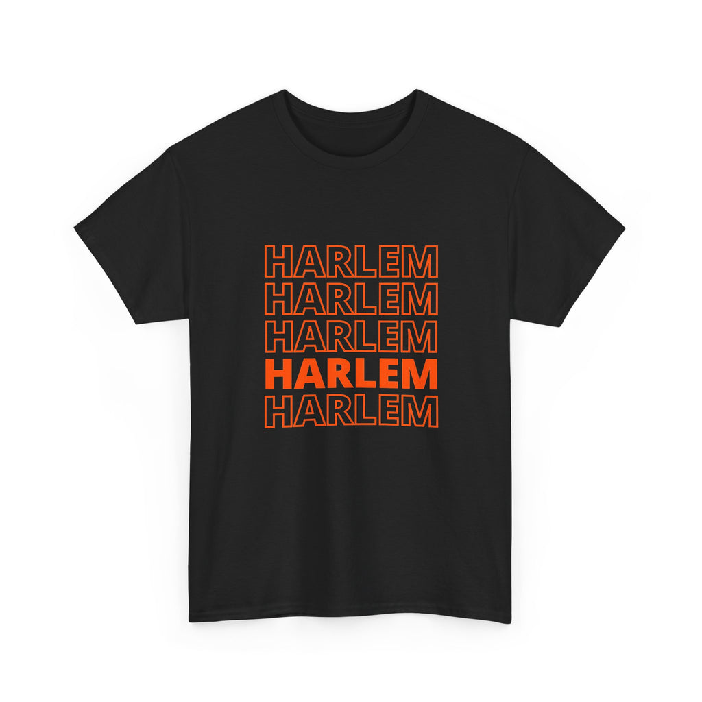 Harlem on Repeat Stack T-Shirt — Retro Orange Graphic Tee