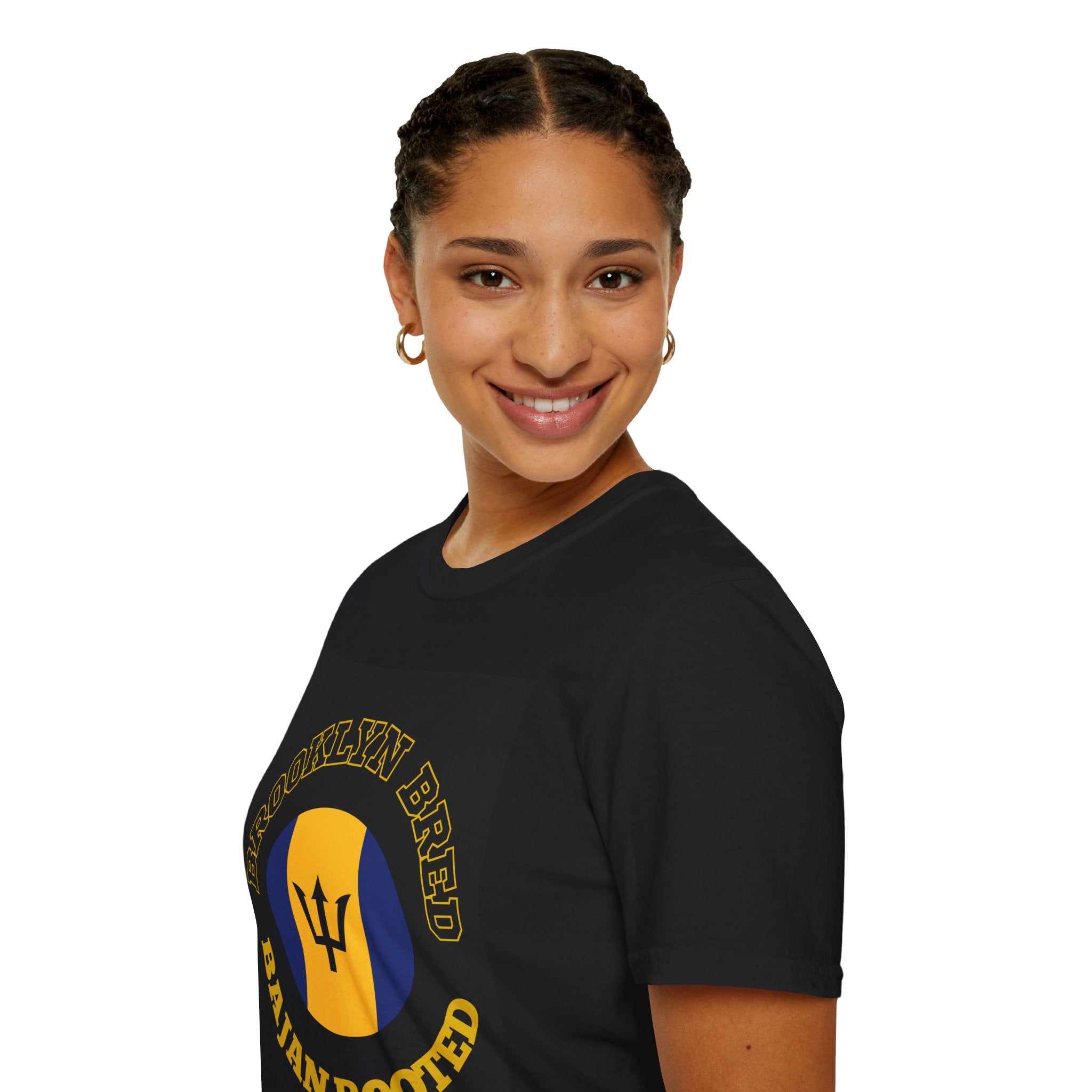 Brooklyn Bred Bajan Rooted T-Shirt | Barbados Trident Flag Design