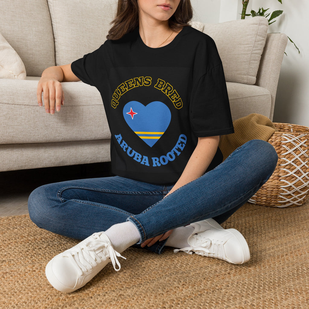 Queens Bred Aruba Rooted T-Shirt — Island Pride Heart Tee