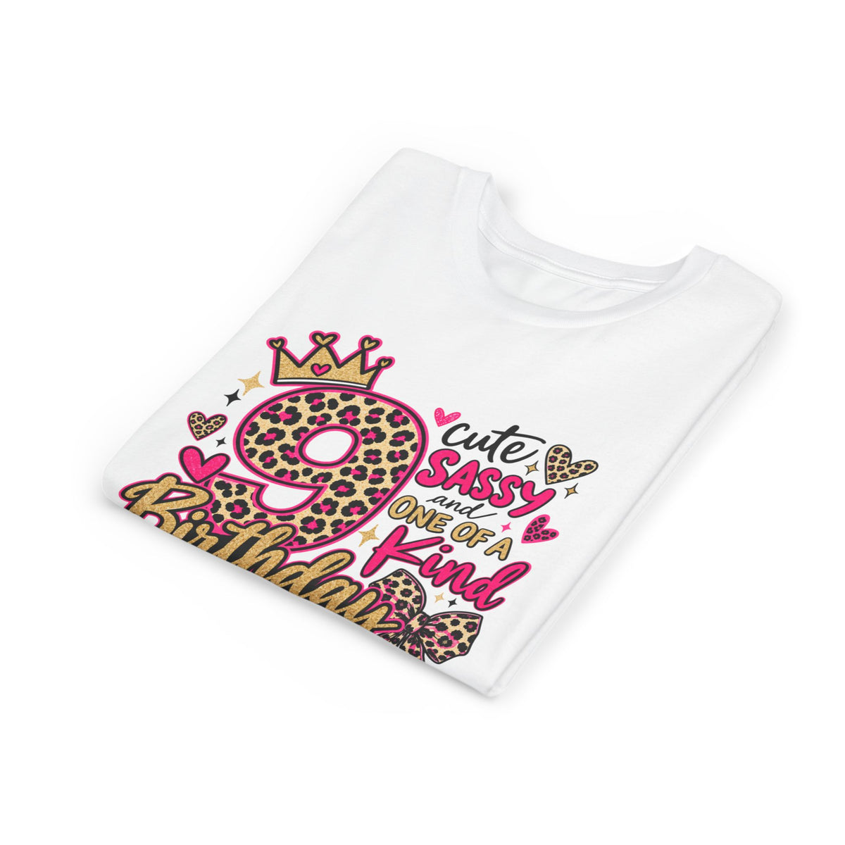 9th Birthday Girl Tee - Cute Sassy One of a Kind Leopard Print Youth Shirt