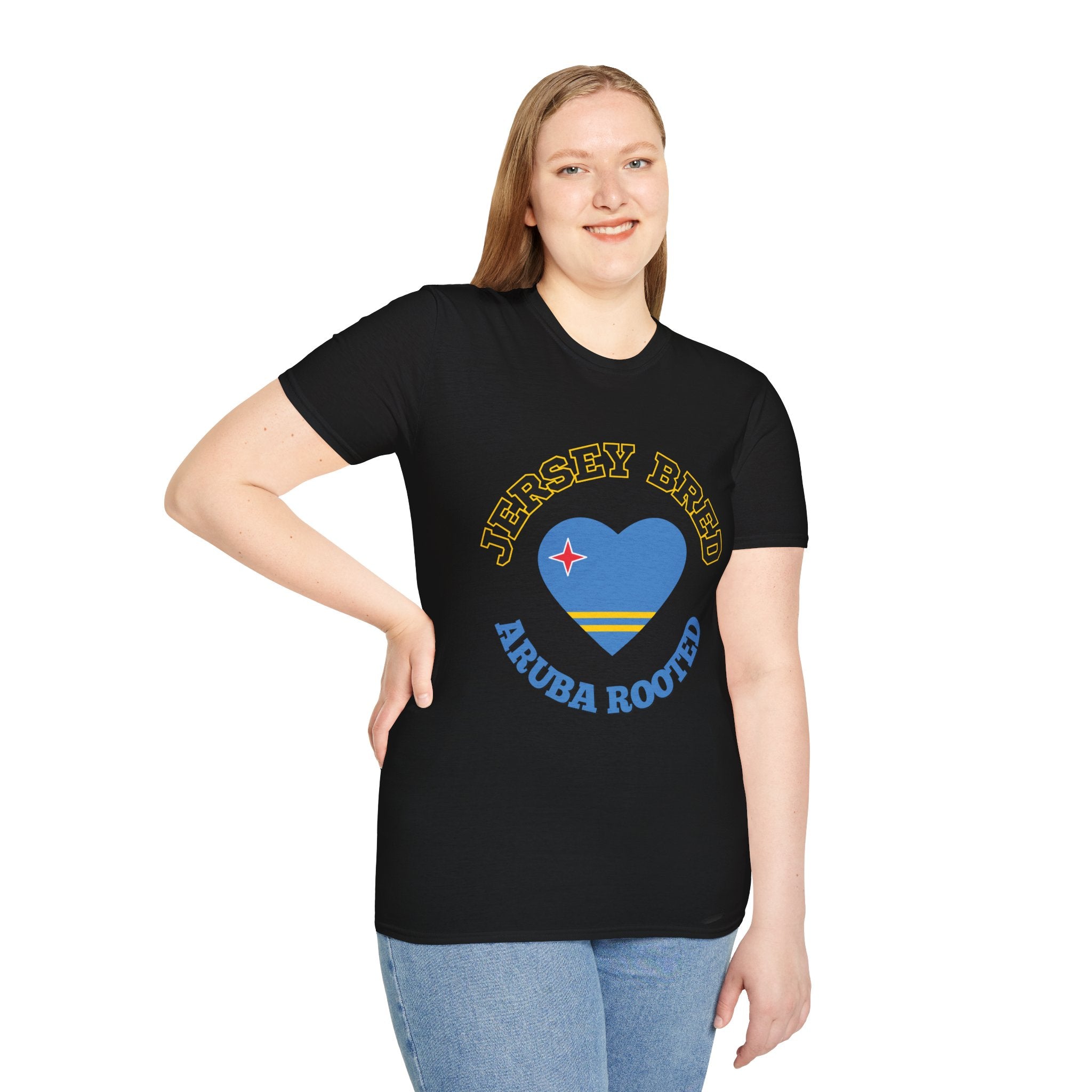 Jersey Bred Aruba Rooted T-Shirt — Heart Flag Pride Tee