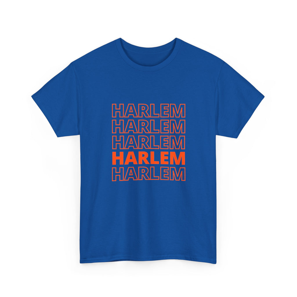 Harlem on Repeat Stack T-Shirt — Retro Orange Graphic Tee