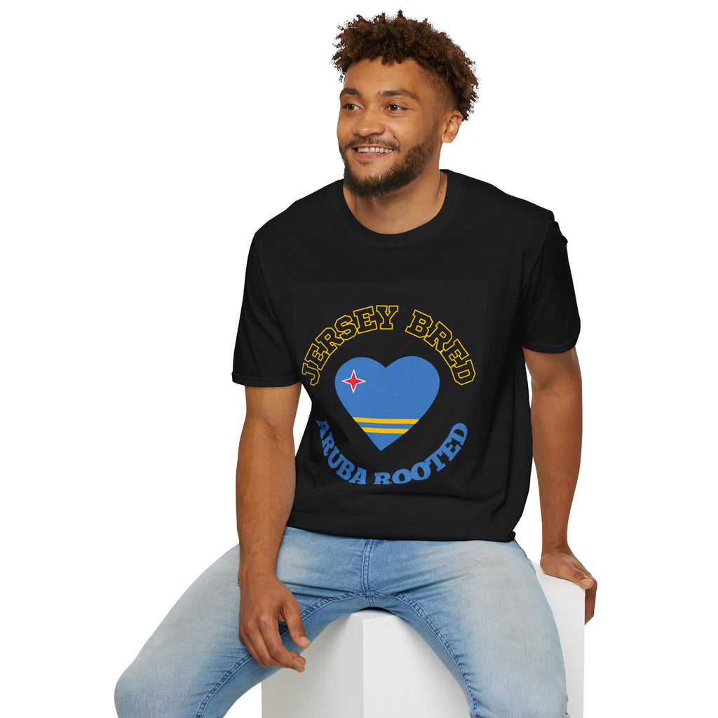 Jersey Bred Aruba Rooted T-Shirt — Heart Flag State Pride Tee