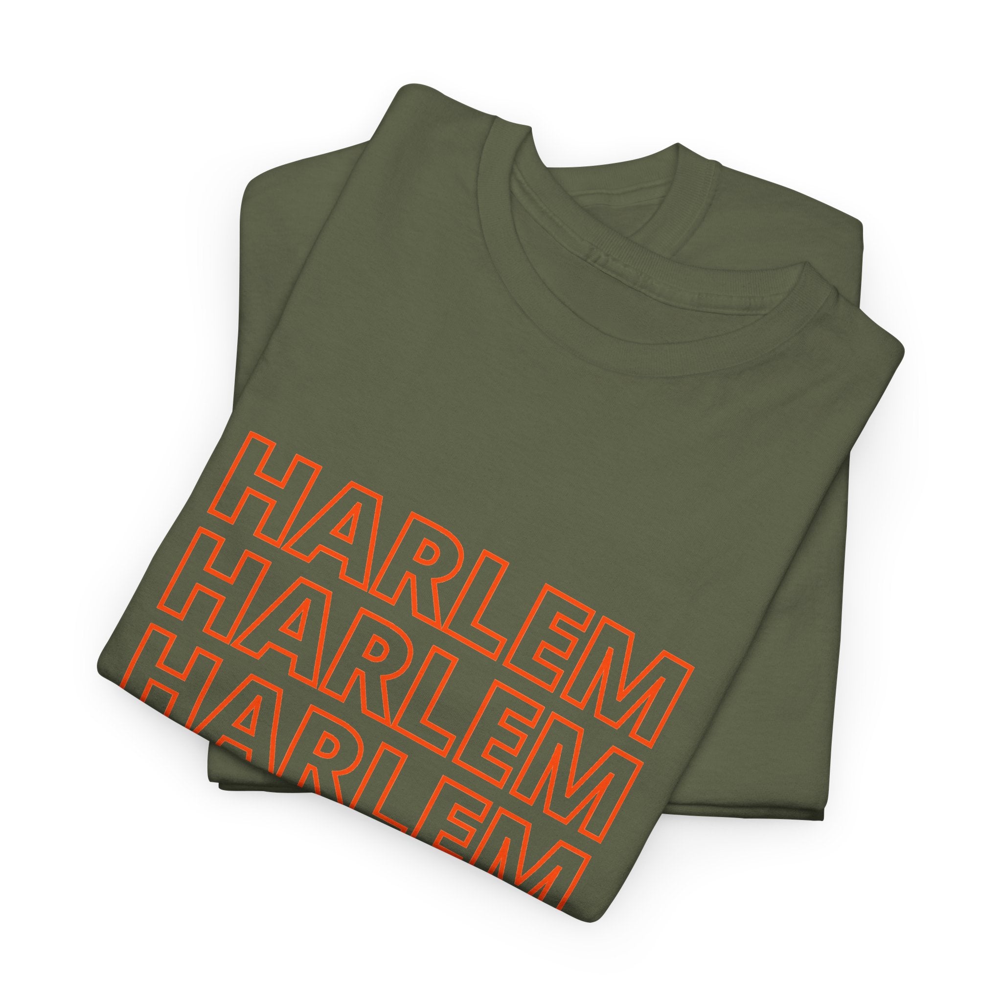 Harlem on Repeat Stack T-Shirt — Retro Orange Graphic Tee